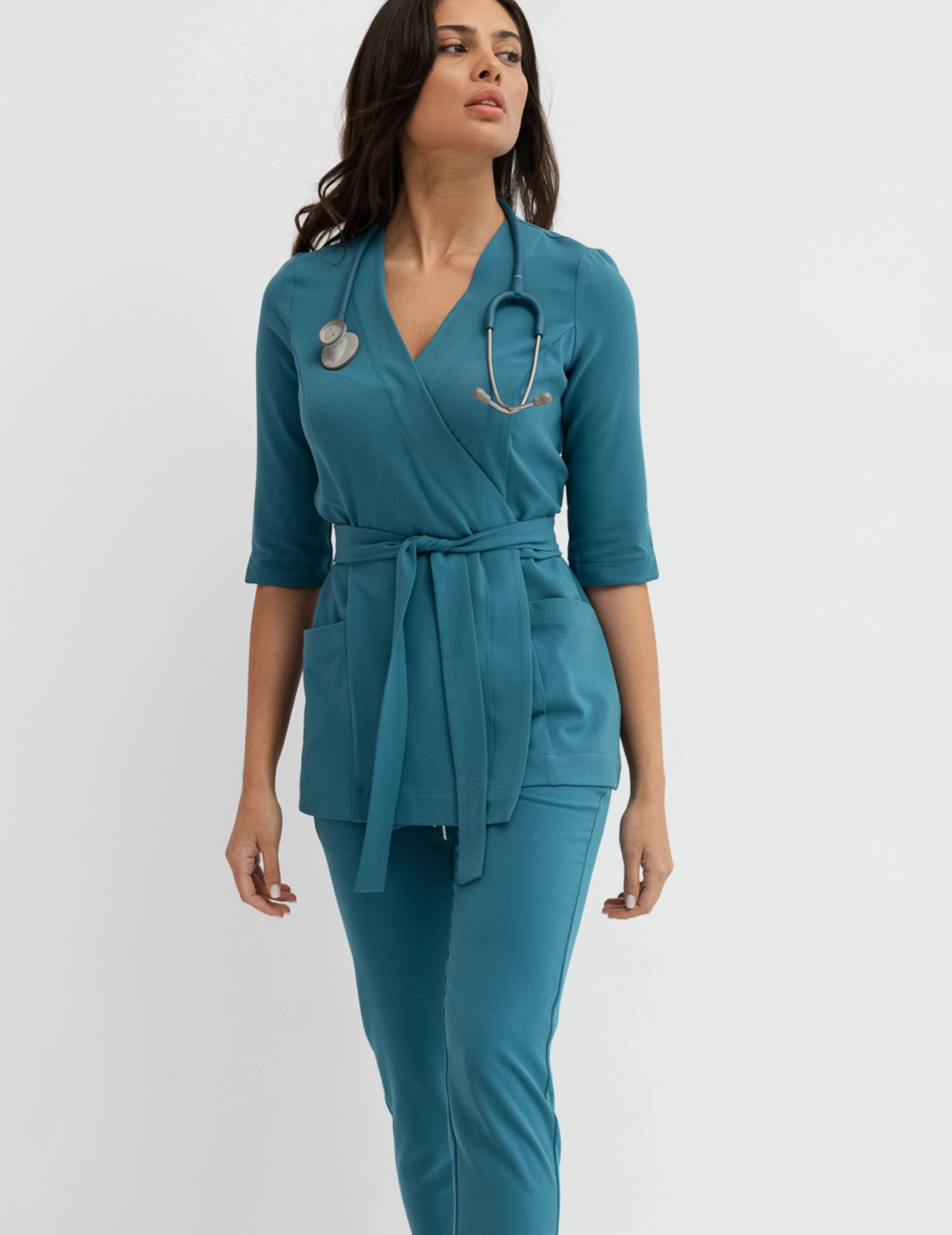 Lékařská halenka na vázání Rosalie - WOODROSE