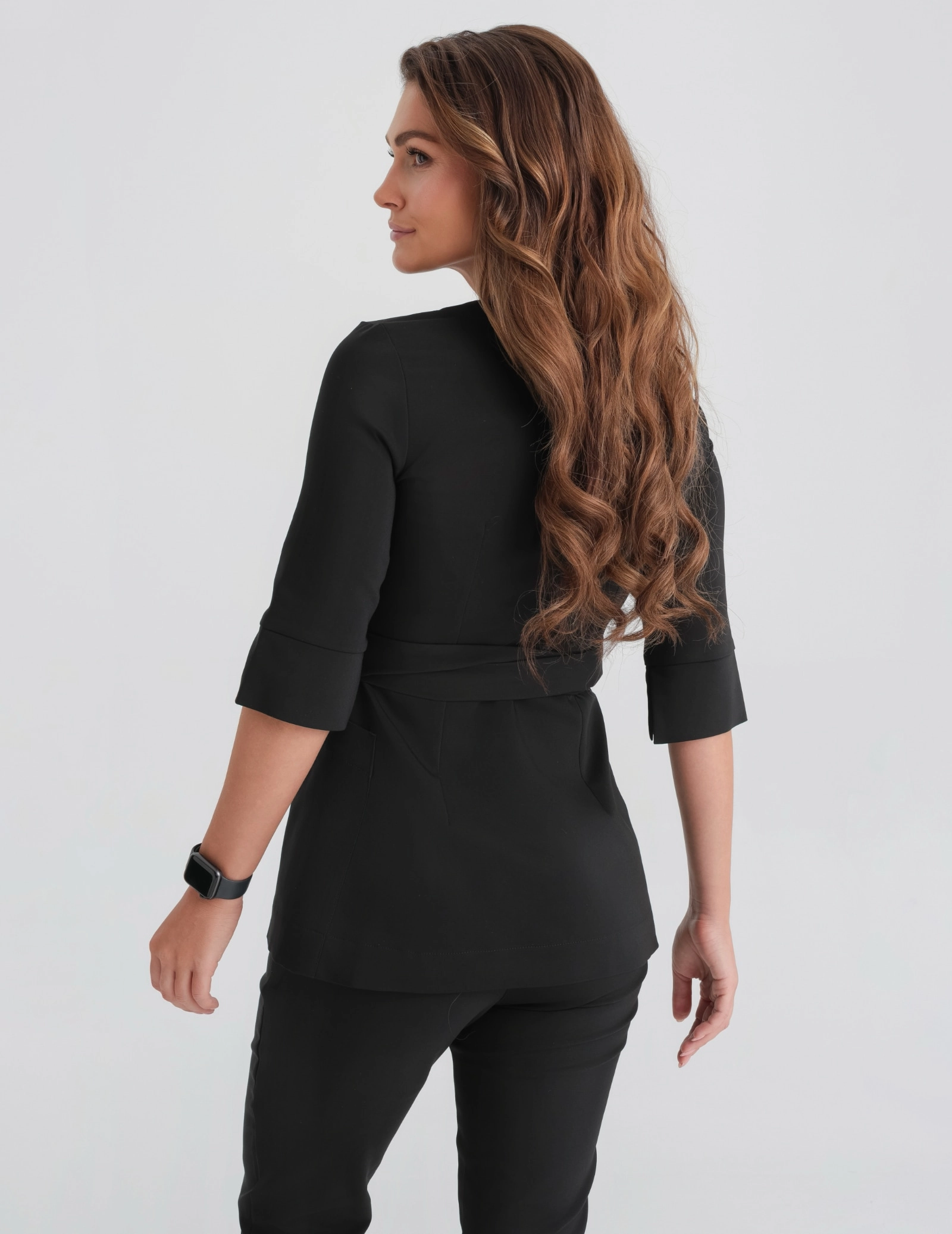 Zdravotnická halena se zavazováním Rosalie - TRUE BLACK