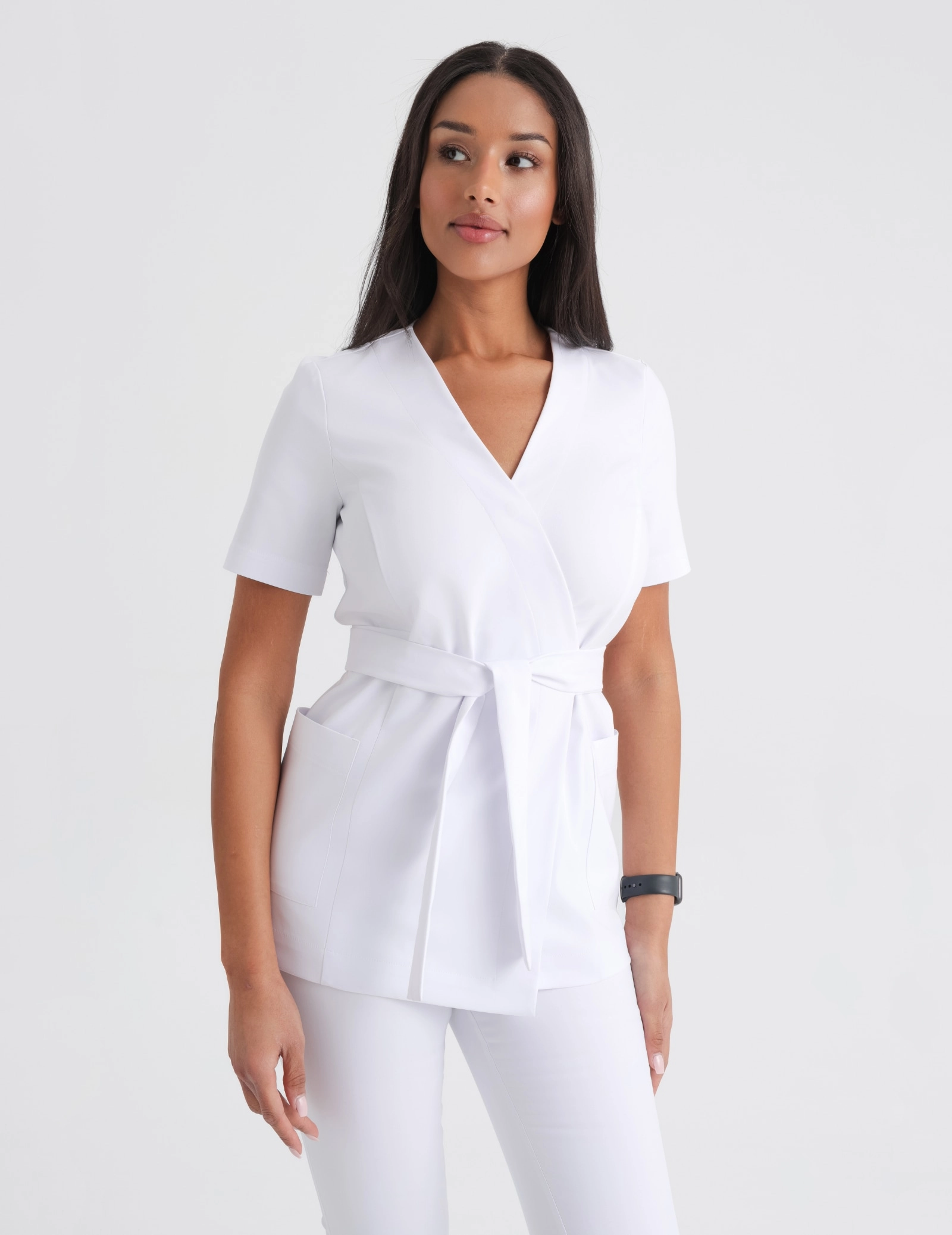 Lékařská Mikina na zavázání Auri - WHITE