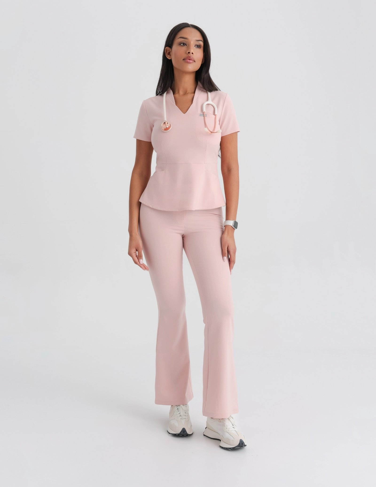 Dámské Lékařské Kalhoty Flare - DUSTY ROSE