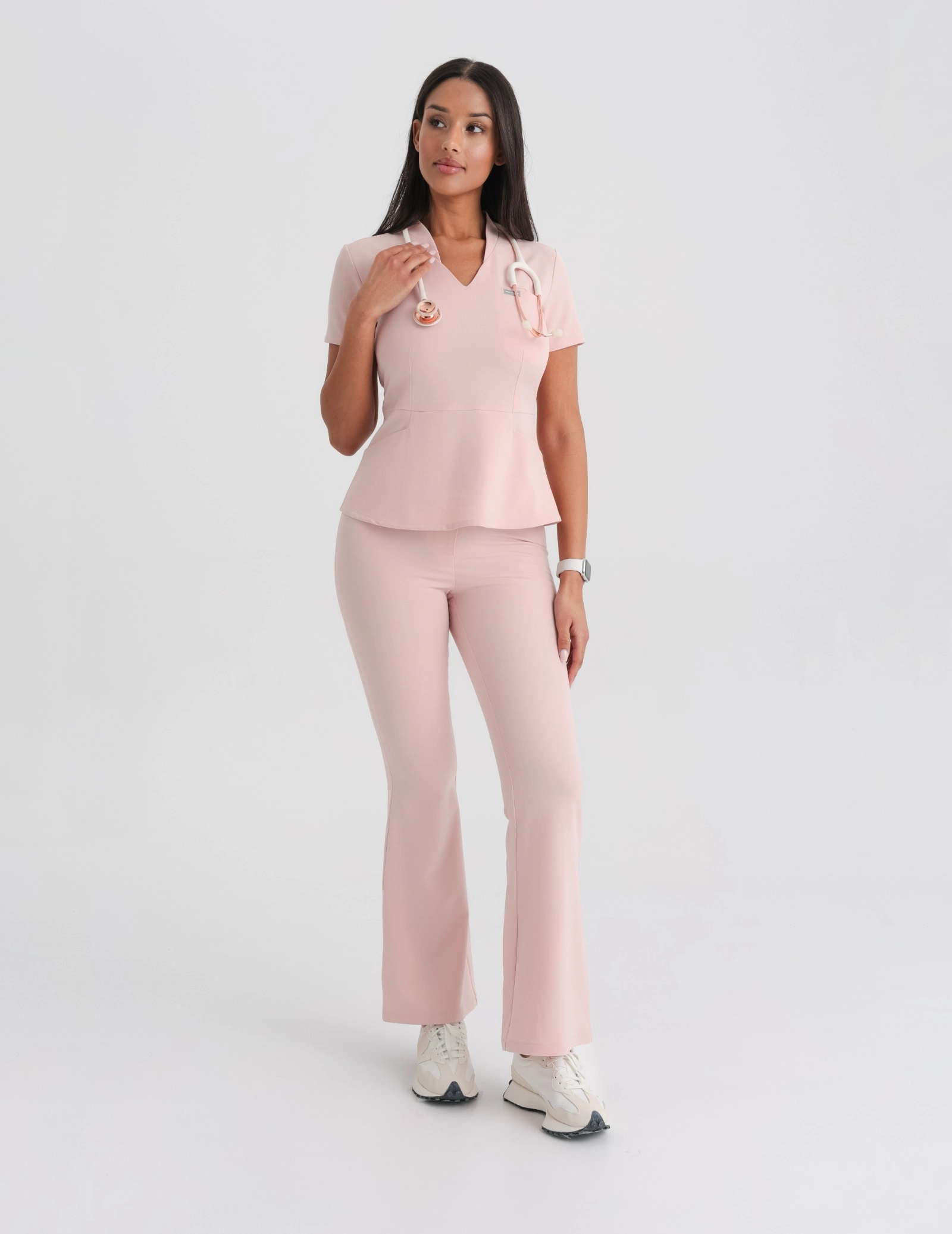 Dámské Lékařské Kalhoty Flare - DUSTY ROSE