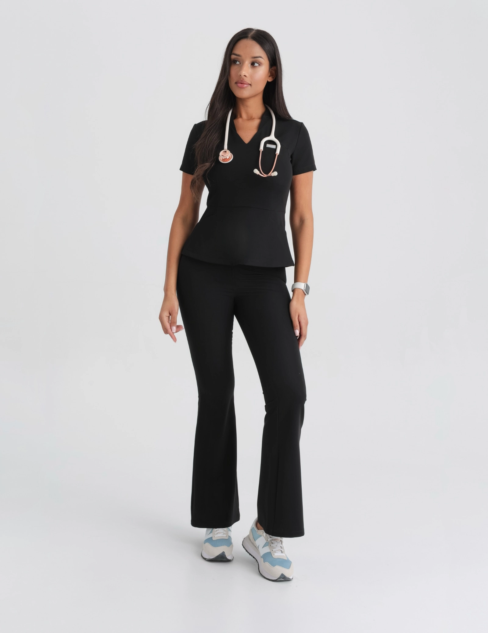 Dámské Lékařské Kalhoty Flare - BLACK