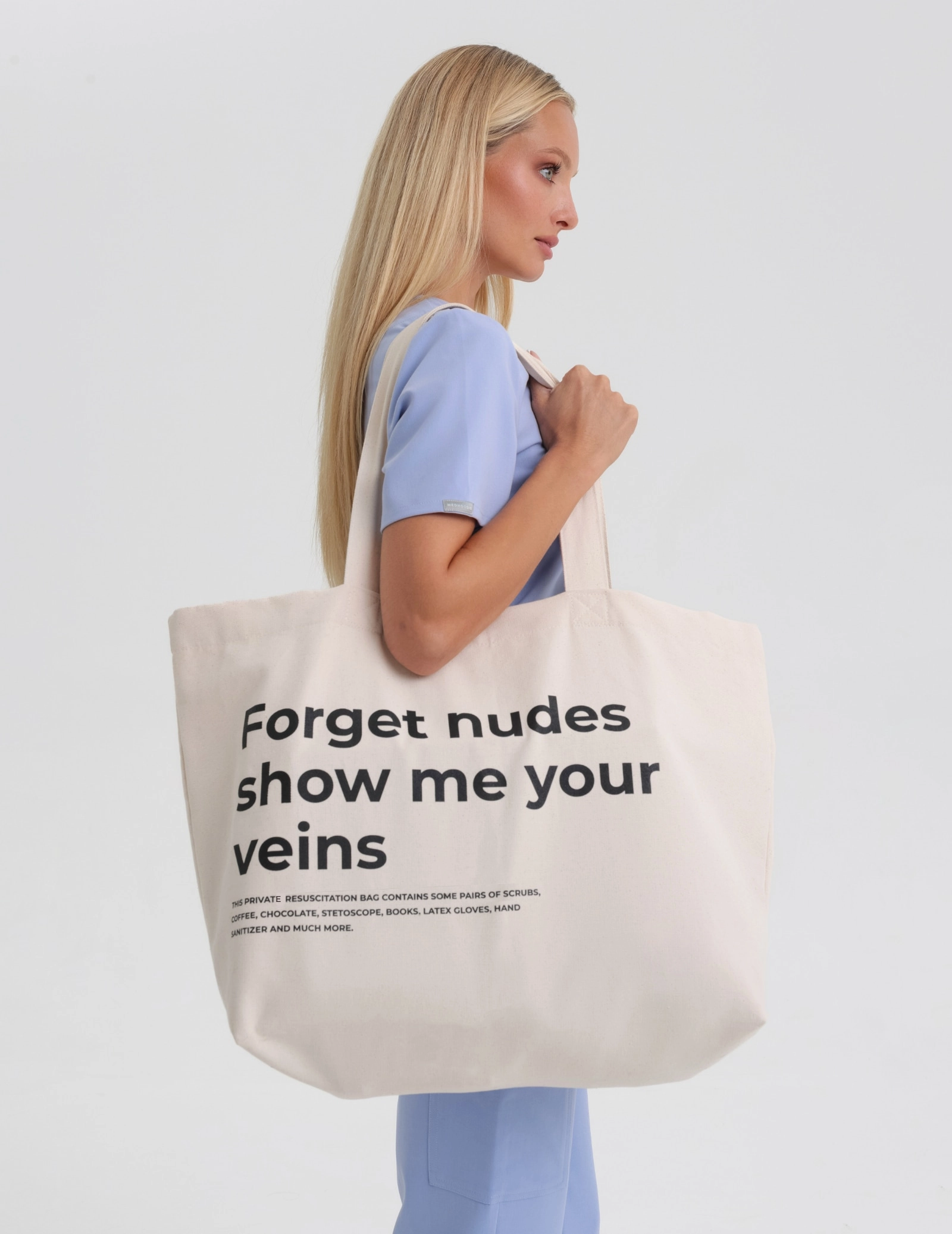 Oversize Taška Shopper "Forget nudes show me your veins" Oversize Taška Shopper "Forget nudes show me your veins"