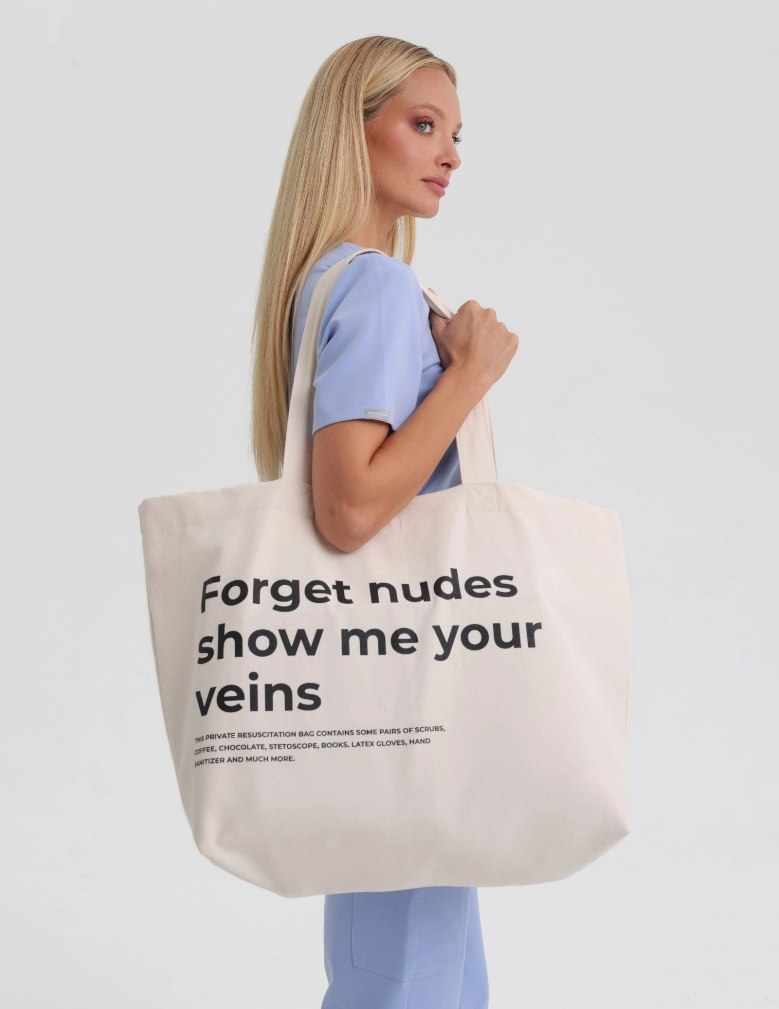 Oversize Taška Shopper "Forget nudes show me your veins" Oversize Taška Shopper "Forget nudes show me your veins"