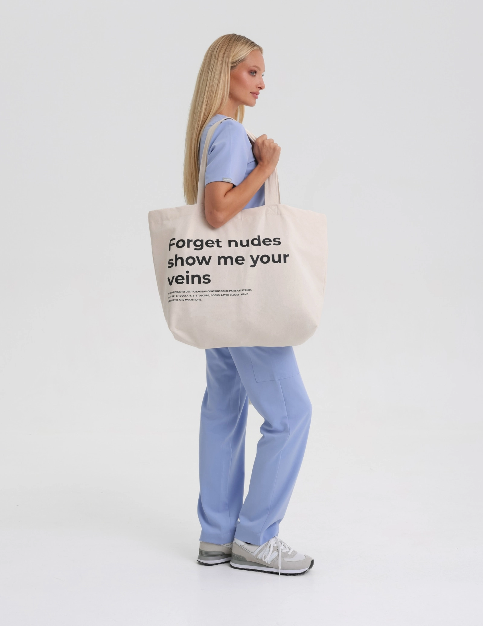 Oversize Taška Shopper "Forget nudes show me your veins" Oversize Taška Shopper "Forget nudes show me your veins"