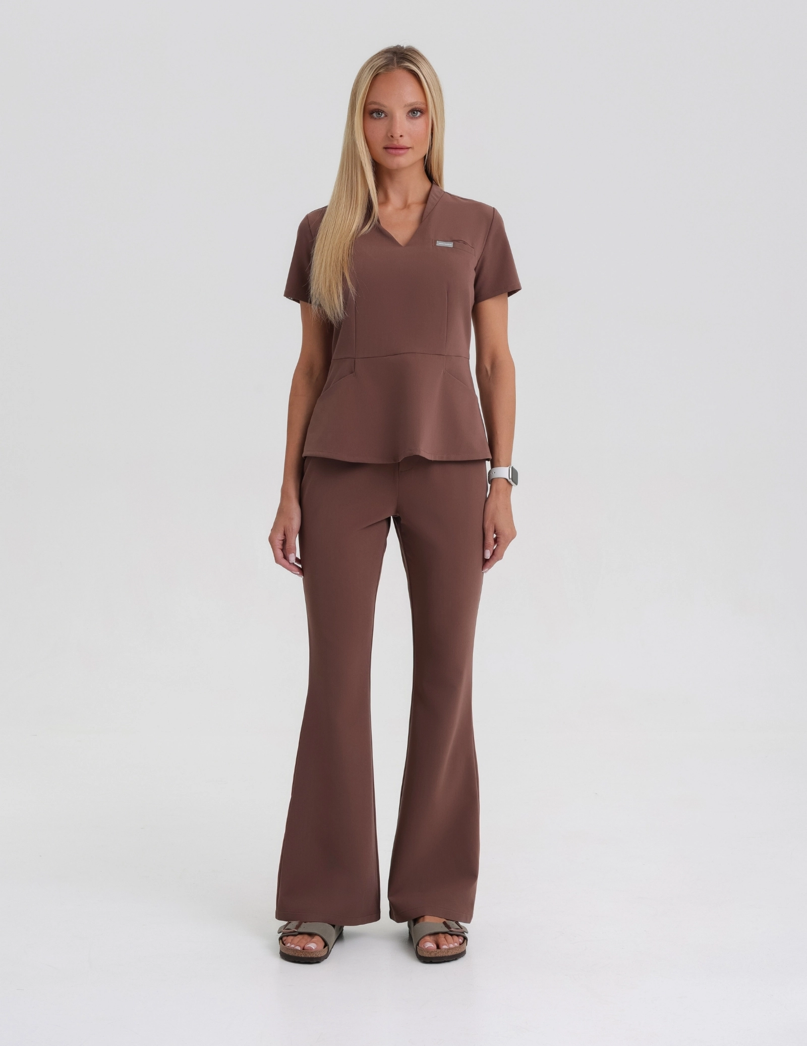 Dámské Lékařské Kalhoty Flare - MILKY BROWN