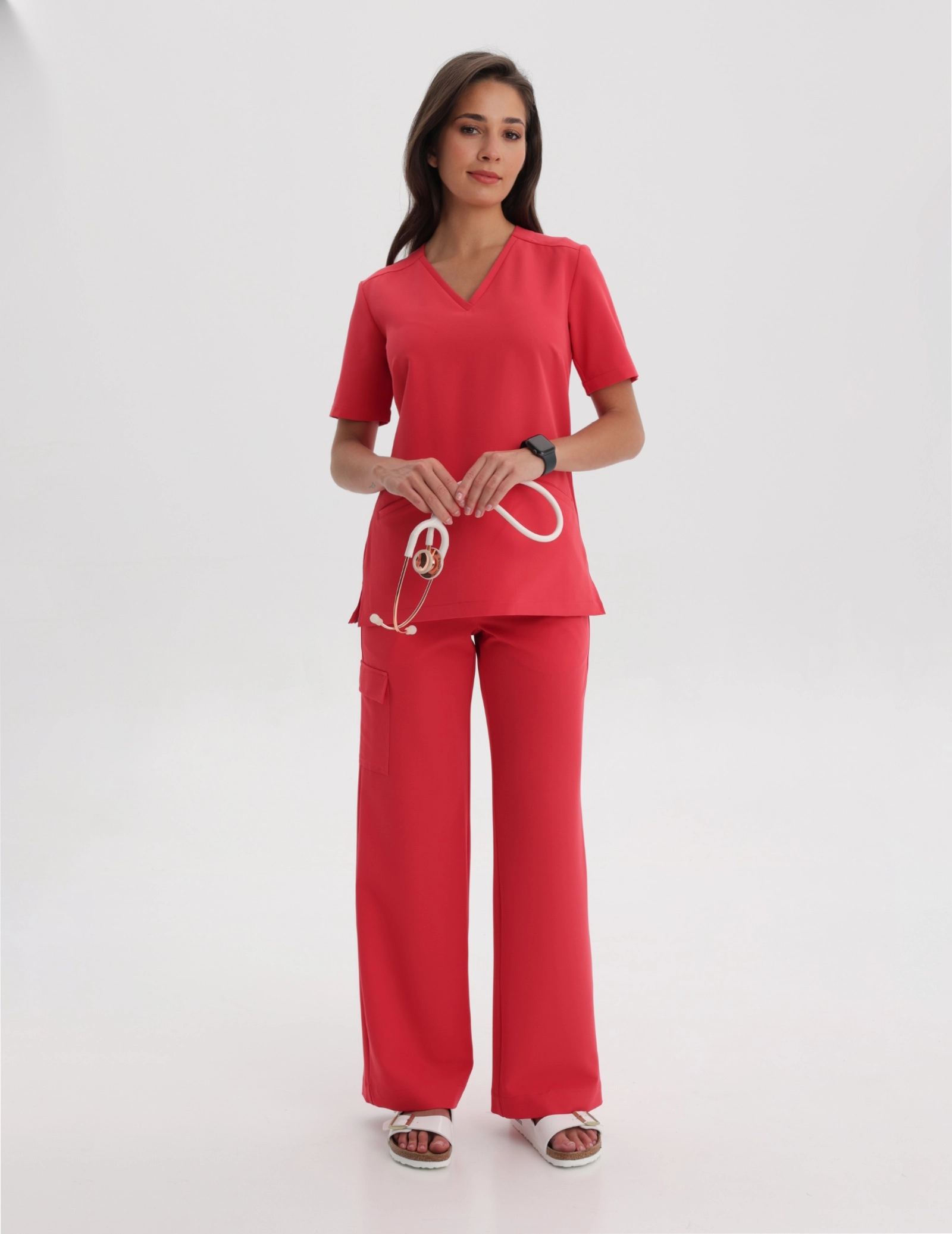 Dámské Lékařské Kalhoty Yoga - POP RED