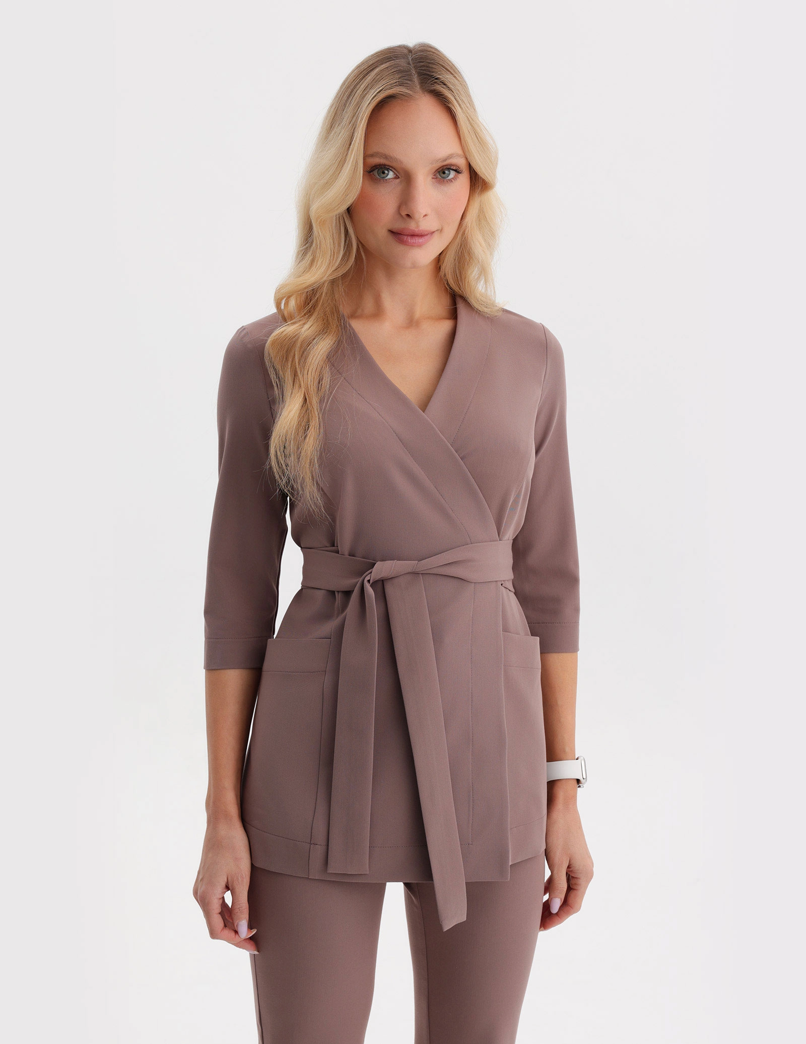 Lékařská Mikina na zavázání Rosalie – MOCHA