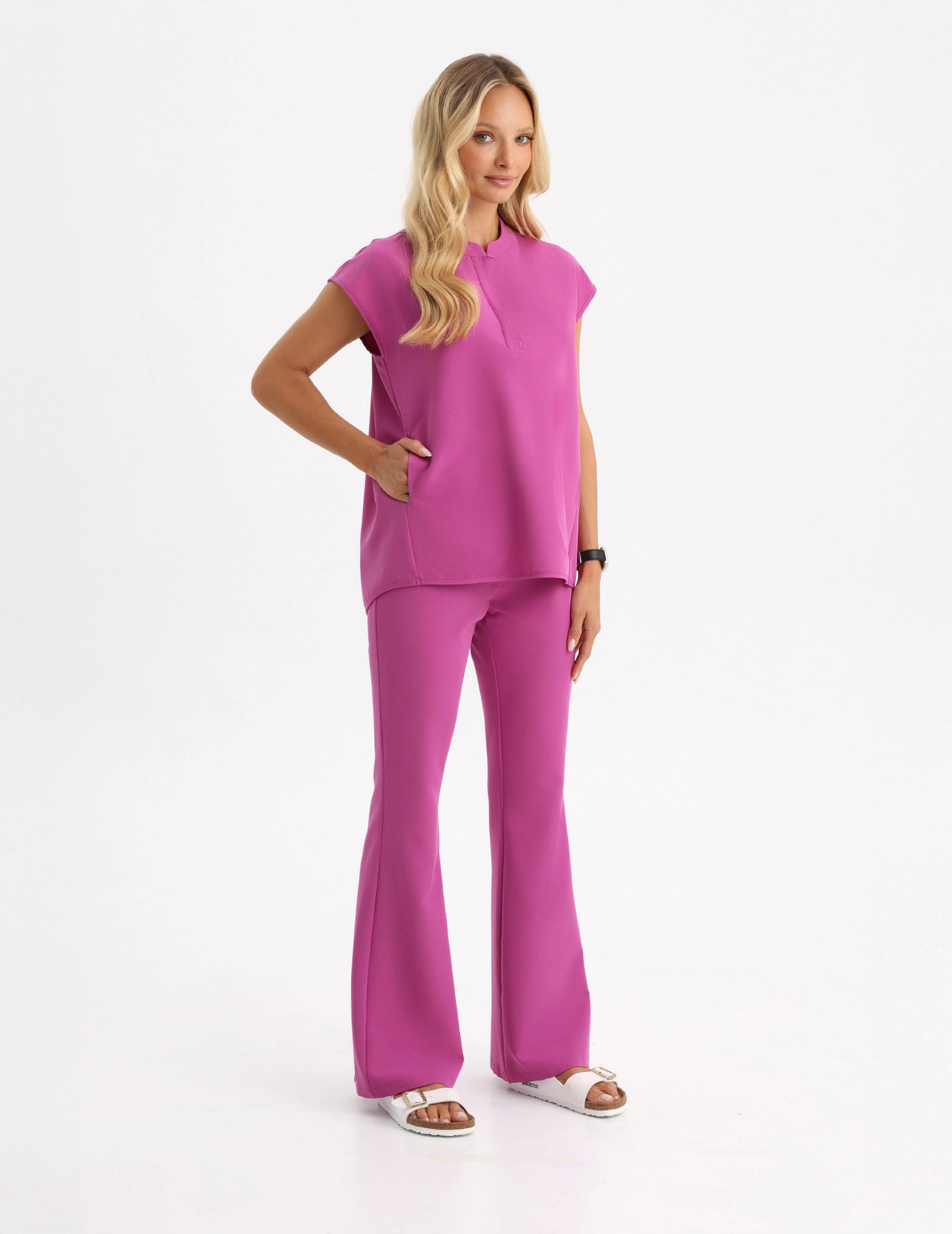 Dámské Lékařské Kalhoty Flare - ELECTRIC PINK