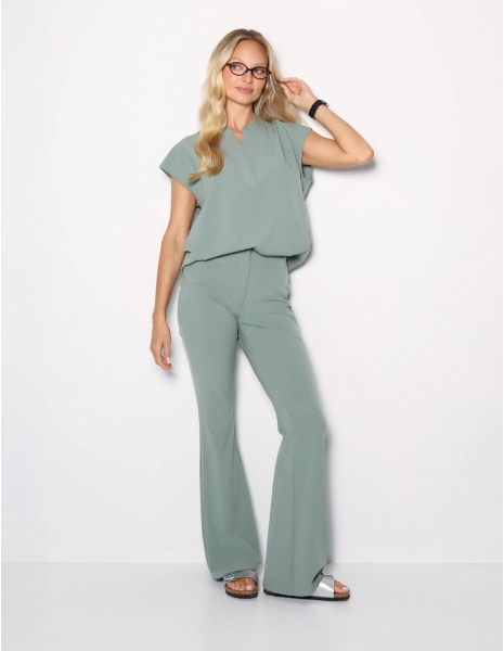 Dámské Lékařské Kalhoty Flare - DUSTY GREEN