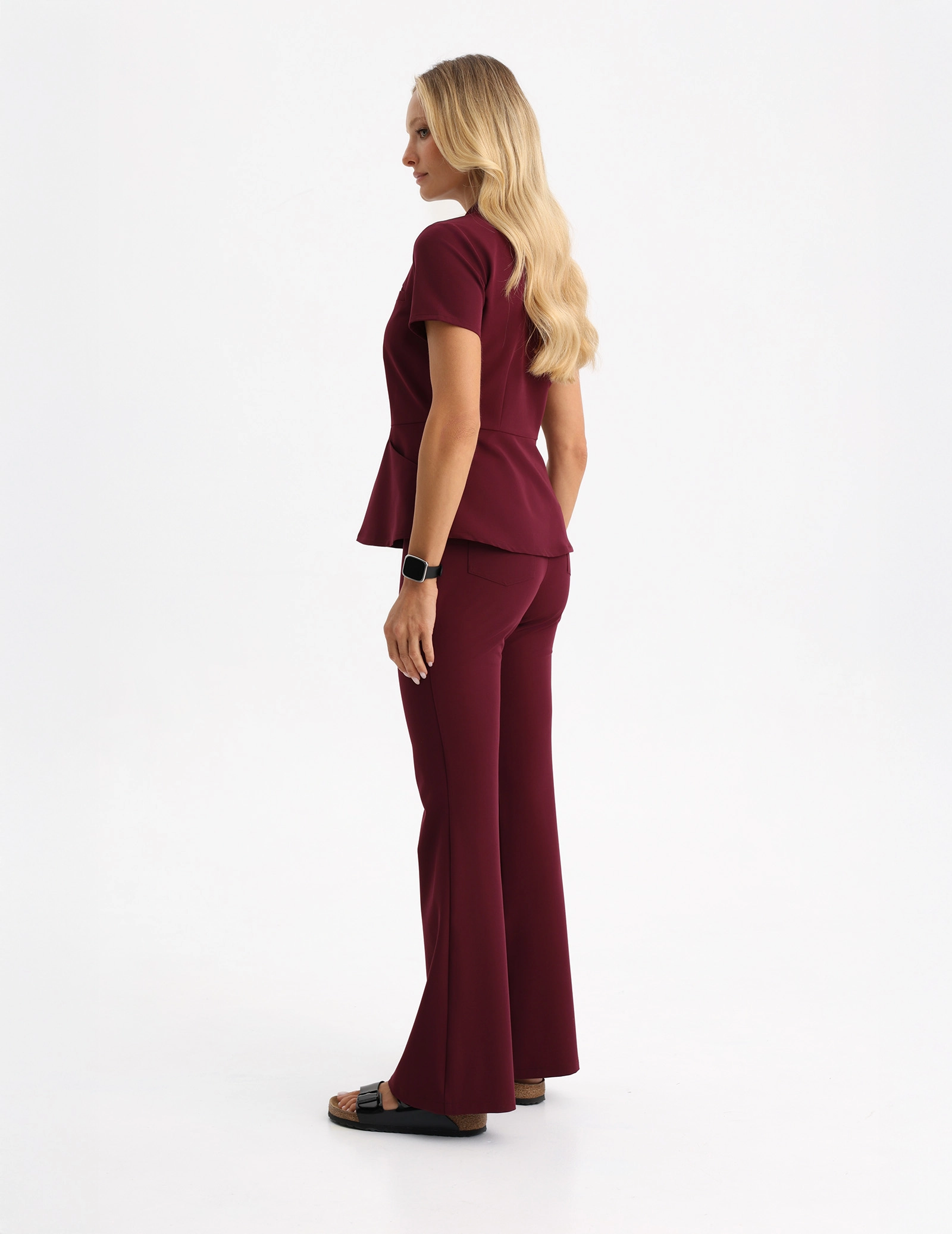 Dámské Lékařské Kalhoty Flare - BURGUNDY