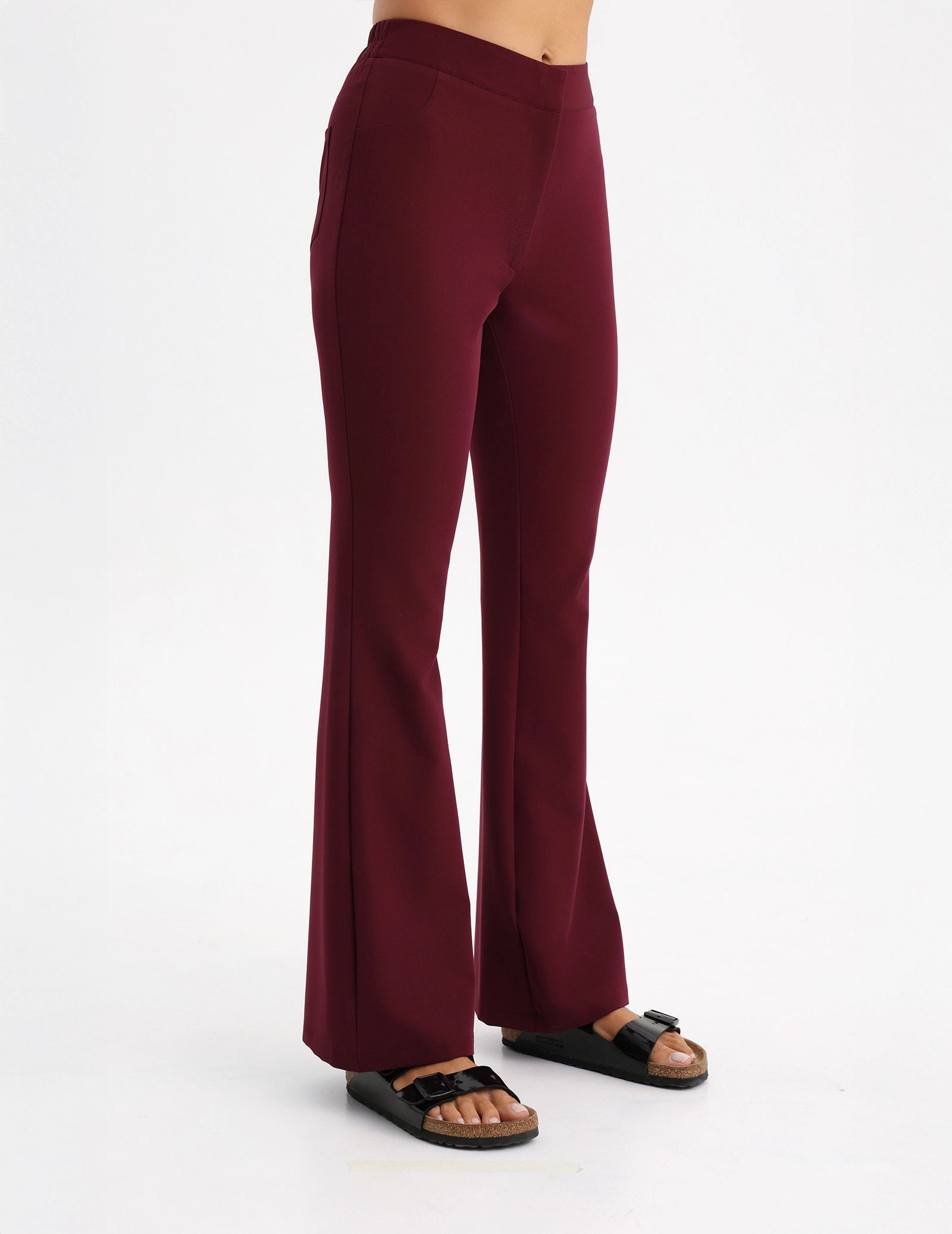 Dámské Lékařské Kalhoty Flare - BURGUNDY