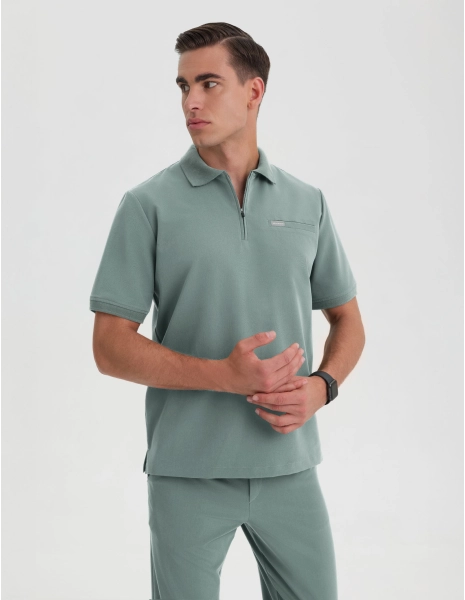 Pánská Lékařská Mikina Polo - DUSTY GREEN