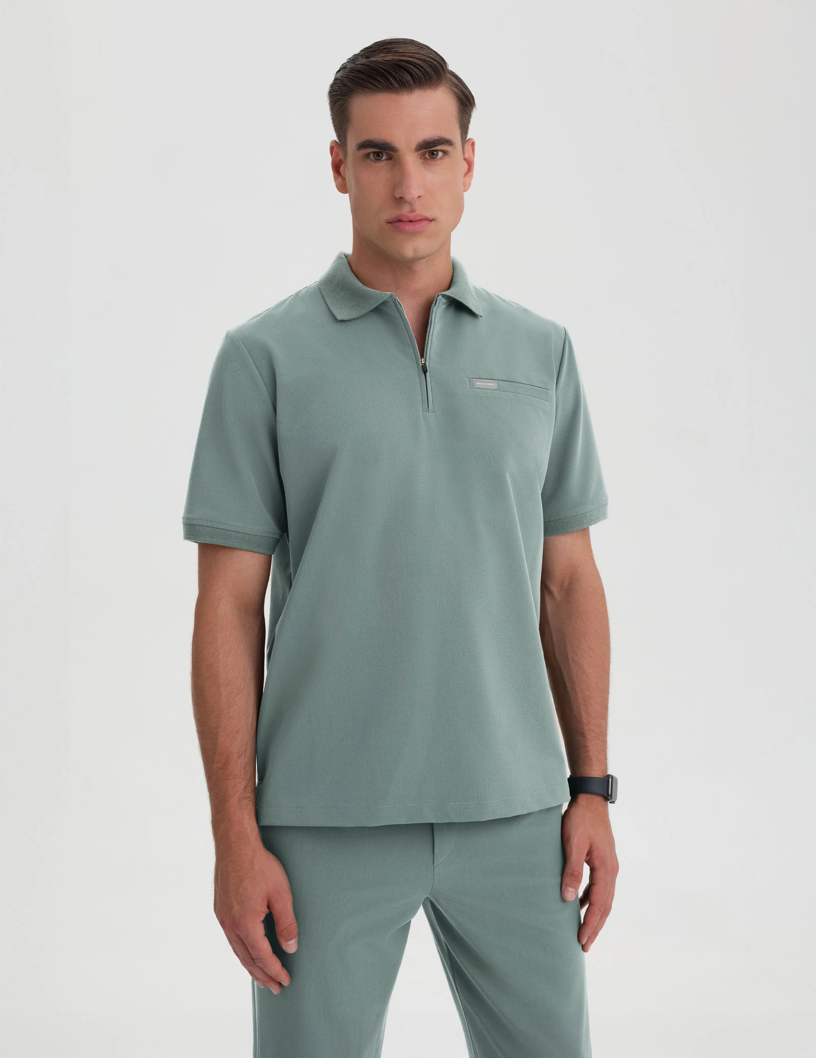 Pánská Lékařská Mikina Polo - DUSTY GREEN
