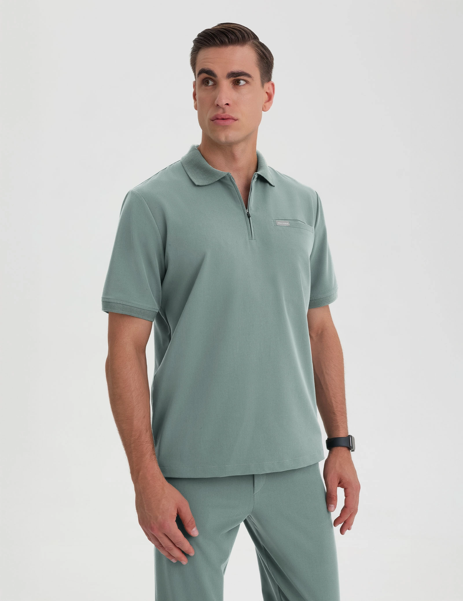 Pánská Lékařská Mikina Polo - DUSTY GREEN