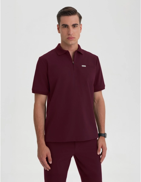 Pánská Lékařská Mikina Polo - BURGUNDY