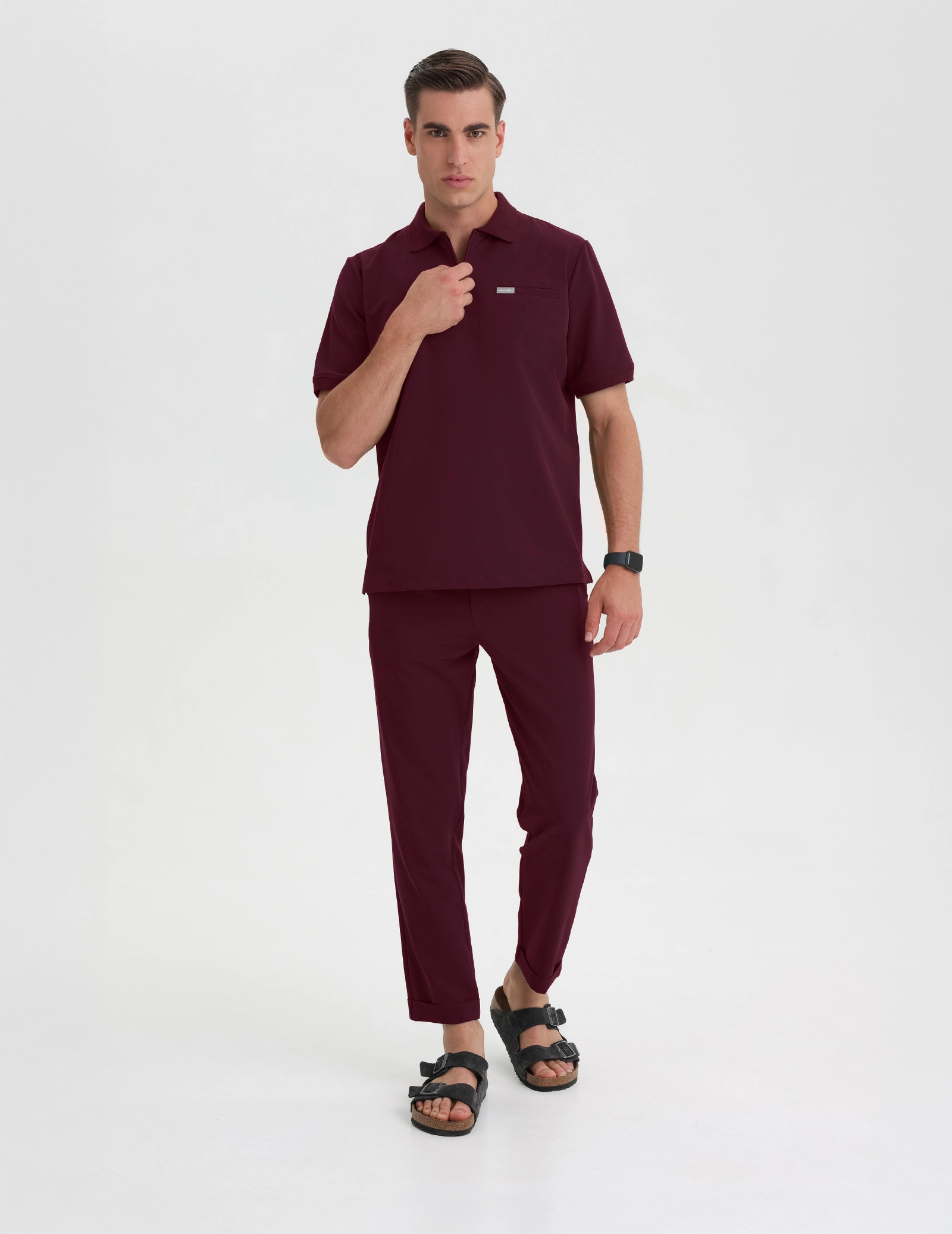 Pánská Lékařská Mikina Polo - BURGUNDY
