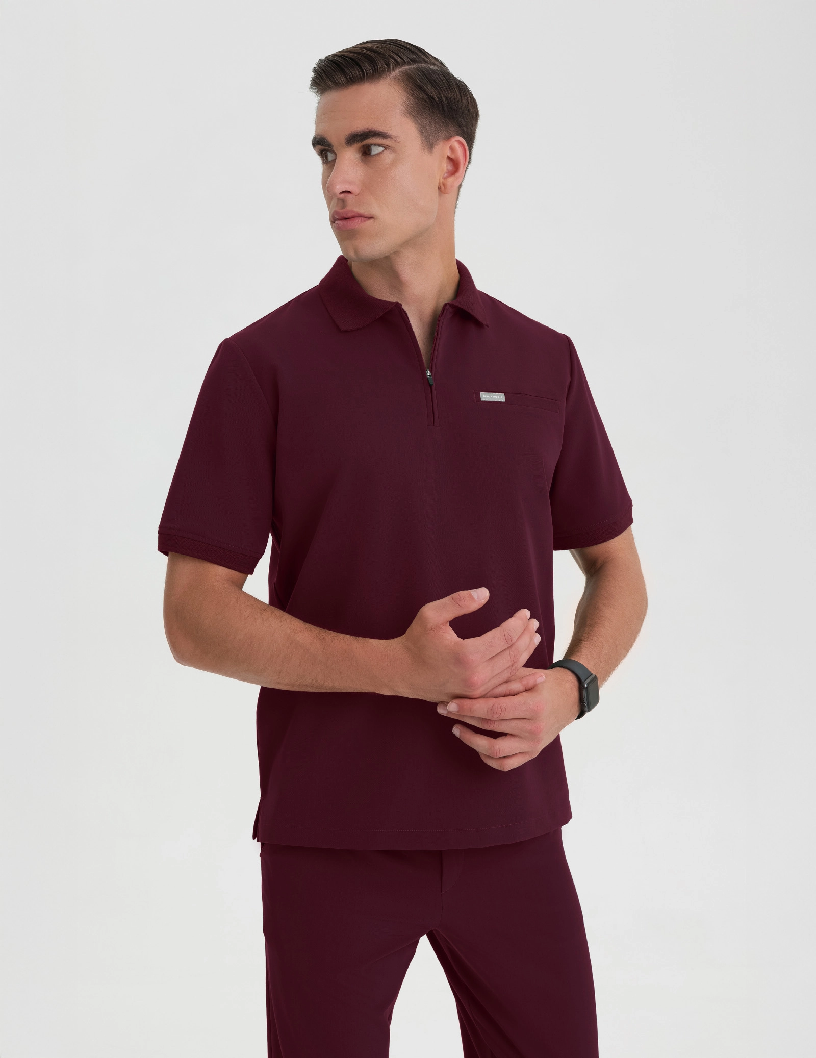 Pánská Lékařská Mikina Polo - BURGUNDY