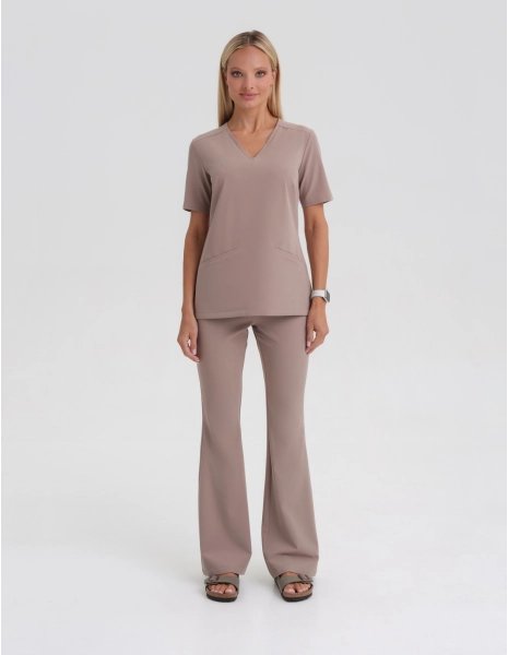 Dámské Lékařské Kalhoty Flare - BEIGE